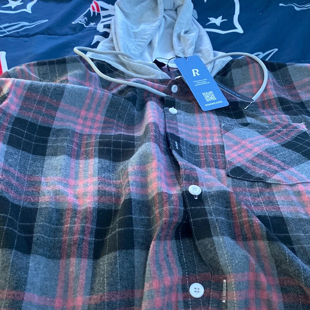 Long sleeve flannel hoodie